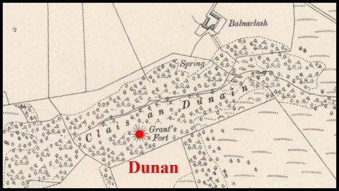 A map showing the the area around Dunan