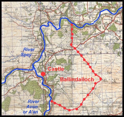 A map showing the approximate extent of the original estate of Ballindalloch