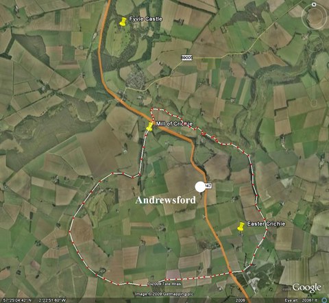 A map with an outline of the Creichie estate