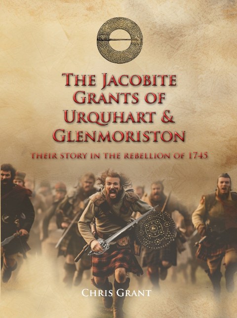 Book cover with a group of shouting Highland men running towards the viewer carry swords and shields