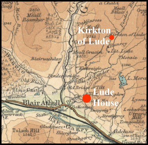 A map of the area around Lude House